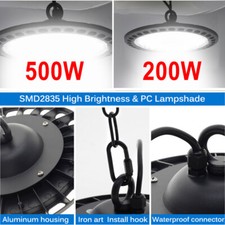 200/500W LED High Bay Light UFO Waterproof Warehouse Garage Factory Workshop Gym