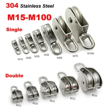M15 - M100 Stainless Steel Pulley Rope Pully Lifting Wheel Swivel  Block Marine