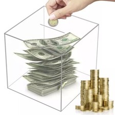 Money Bank Money Jar Box Piggy Bank for Adults Must Break to Open Clear Acrylic