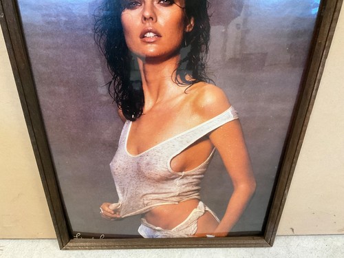 Vtg 80's Sexy Woman Carol Alt Wet T Shirt Pin-Up Framed Picture Man Cave 21x17” - Picture 3 of 5