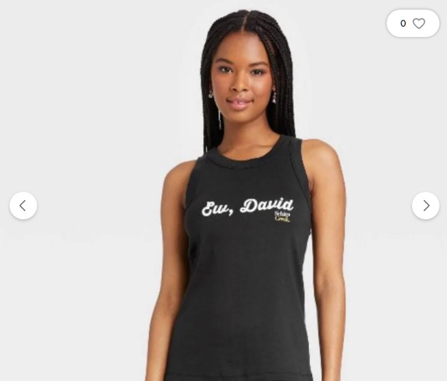 Women's Schitt's Creek Ew David Ribbed Graphic Tank Top - Black - Large