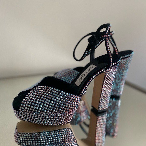 New Jimmy Choo Sacaria 120 Embellished Platform High Sandals
