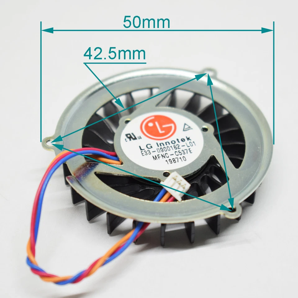 1pc LG Innotek E33-0900162-L01 MFNC-C537E 5010 5V 23 Blades 3pin CPU Fan - Image 2 of 4