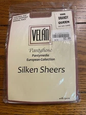 Velan Light Support Queen Pantyhose European Silken Sheers w/ Spandex -Brandy