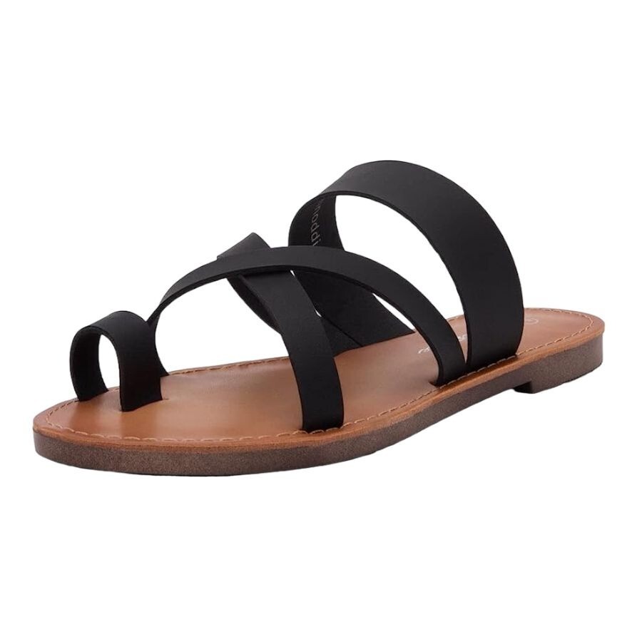 NWT Rouge Helium Strappy Toe Strap Sandals in Black - Size