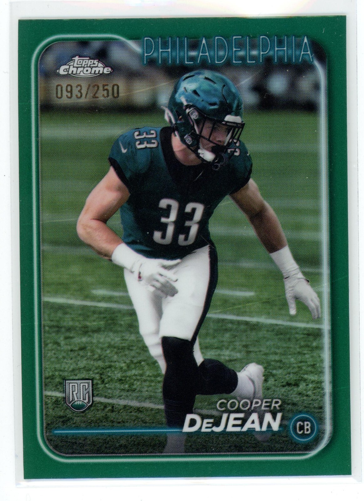Cooper DeJean 2024 Topps Chrome Rookie Teal Refractor #/250 #232 Eagles RC