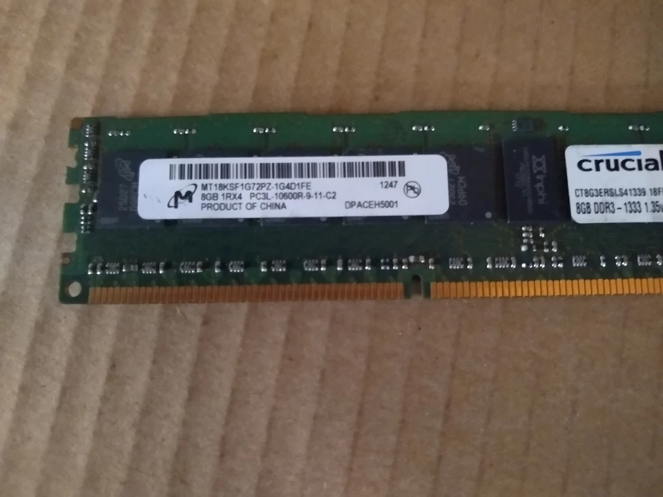 8GB MICRON MT18KSF1G72PZ-1G4D1FE 1RX4 PC3L-10600R DDR3 REG SERVER MEMORY N1-5(7) - Image 3 of 4