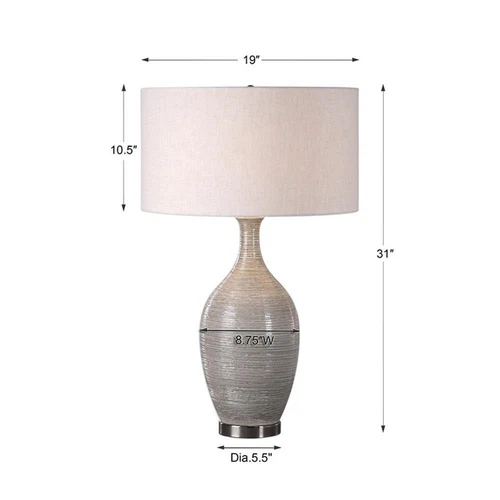 Uttermost Dinah Ceramic and Iron Table Lamp in Textured Gray and Beige - Picture 6 of 6