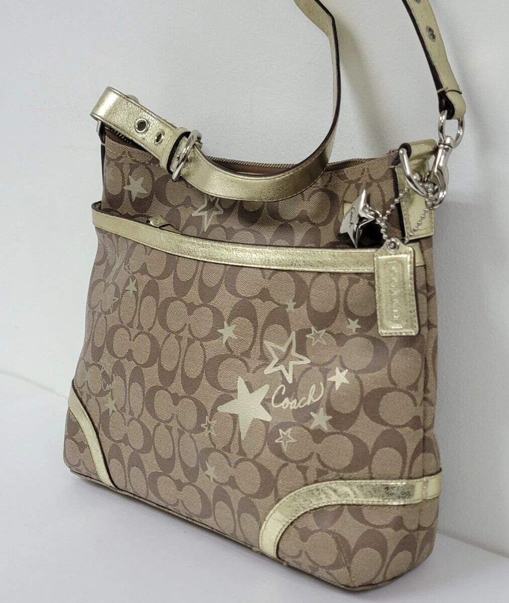 RARA borsa Coach Heritage Star firmata oro marrone A1282 F18833 (eccellente)