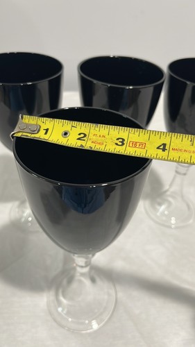 Pier One DANTE Black Wine Glass Gothic Art Deco MCM Retro Glass Set Of 4 - Picture 13 of 16