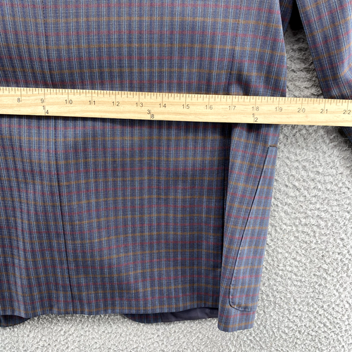 Hugo Boss Paris Blazer Men 42R Gray Red Yellow Plaid Wool Preppy Academia Career - Picture 9 of 12