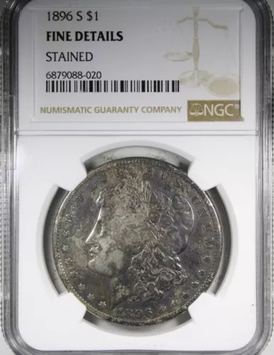 1896-S Morgan Dollar NGC FINE DETAILS Stained KEY DATE $1
