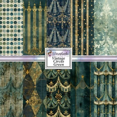 EZSCRAPBOOKS VINTAGE CIRCUS GREEN - Paper Pack