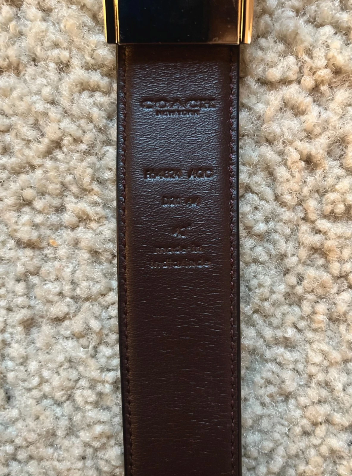 Coach Cintura Abito Pelle Nera Nero Marrone Argento Hardware OS 42" Cintura Formale