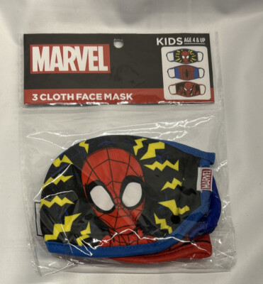 2 Disney Marvel Spider-Man Cloth Face Mask KIDS Age 4+ Set of 3 = 6 total