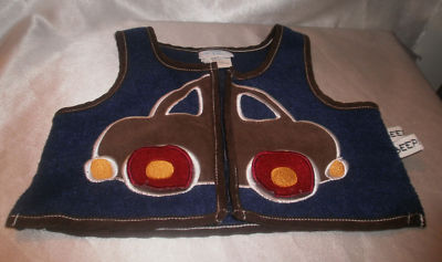 Adorable  Blues 100% Polyester Car Vest SZ 6-9 Months By Confetti Knits,  Everyd