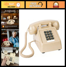Vintage Corded Landline Phone with Mechanical Ringer Volume Control - Retro Be