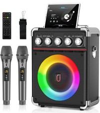 JYX TX05 Karaoke Machine with 2 Wireless Microphones  Remote Control, Speaker
