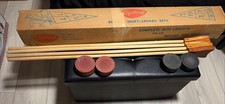 Vintage Sportcraft Shorty Shuffleboard Set 16095 4 Cues 8 Pucks Box NO Mat