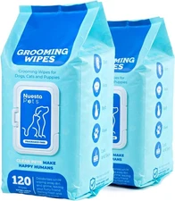 Nuesta XL Hypoallergenic Pet Wipes (2 Pack) – Aloe, Chamomile, 120 Wipes Each