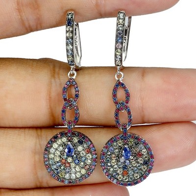 925 Sterling Silber Ohrringe Blaue Saphir Pear 3x2mm Rubine Saphir