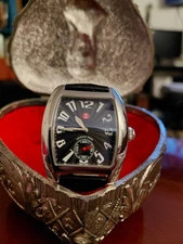 Michele Mini Urban Watch Women 30mm Silver Tone Leather Band 