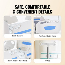 Letto Di Cura Letto Ospedaliero Letto per Anziani Elettrico 5 Funzioni 250Kg