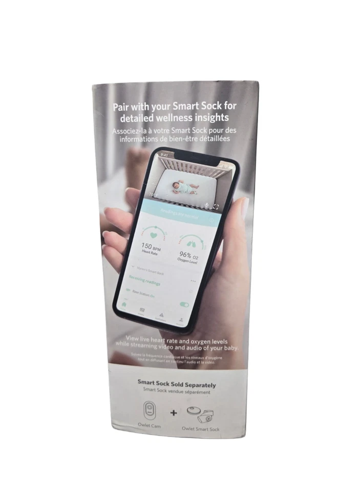 Monitor de bebé inteligente Owlet Cam HD video y audio WiFi seguro BC04NNBBYH Foto 4 de 4