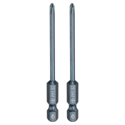 2pcs PH1 Phillips Screwdriver Bit 1/4'' Shank 3'' Long 0.12'' Rod Magnetic S2 Steel