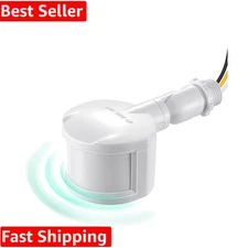 Advanced White Motion Sensor, 60ft Range, 180-Degree Detection for Floodlights