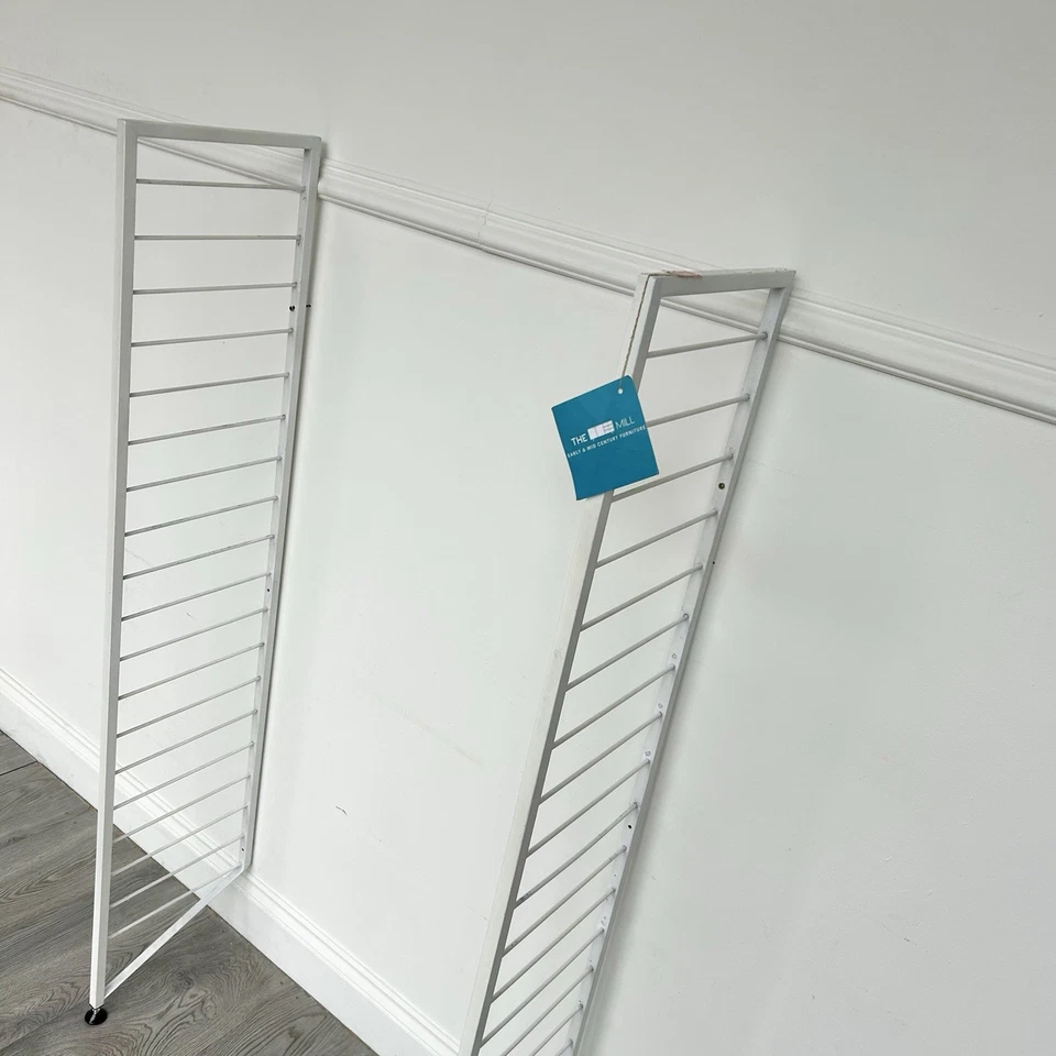 2 x Staples Ladderax white metal retro upright ladder sections  - Image 4 of 4