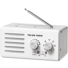 AM FM Radio Portable,Goodes Transistor Plug in Wall Battery White
