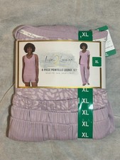 Women  s Pajama Set, Live-2-Lounge 4 Piece Lounge Wear Set, Purple, XL