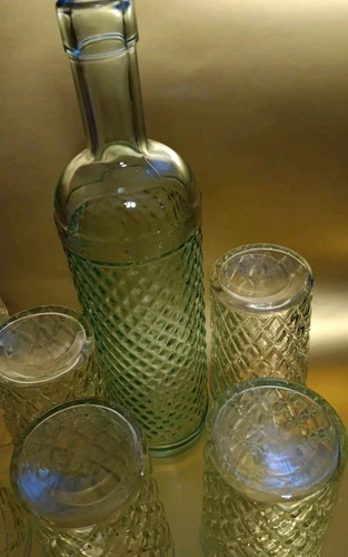 6件套复古绗缝钻石尖锚挂眼镜和匹配瓶 - 第 7 张/共 7 张