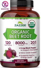 USDA Organic Beet Root 20:1 Extract, 120 Vegan Quick Release Capsules, 4 Month S