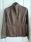 LADIES GENTLY USED COLE HAAN MOTO SOFT BROWN LEATHER ZIP FRONT JACKET SIZE LARGE — photo 1