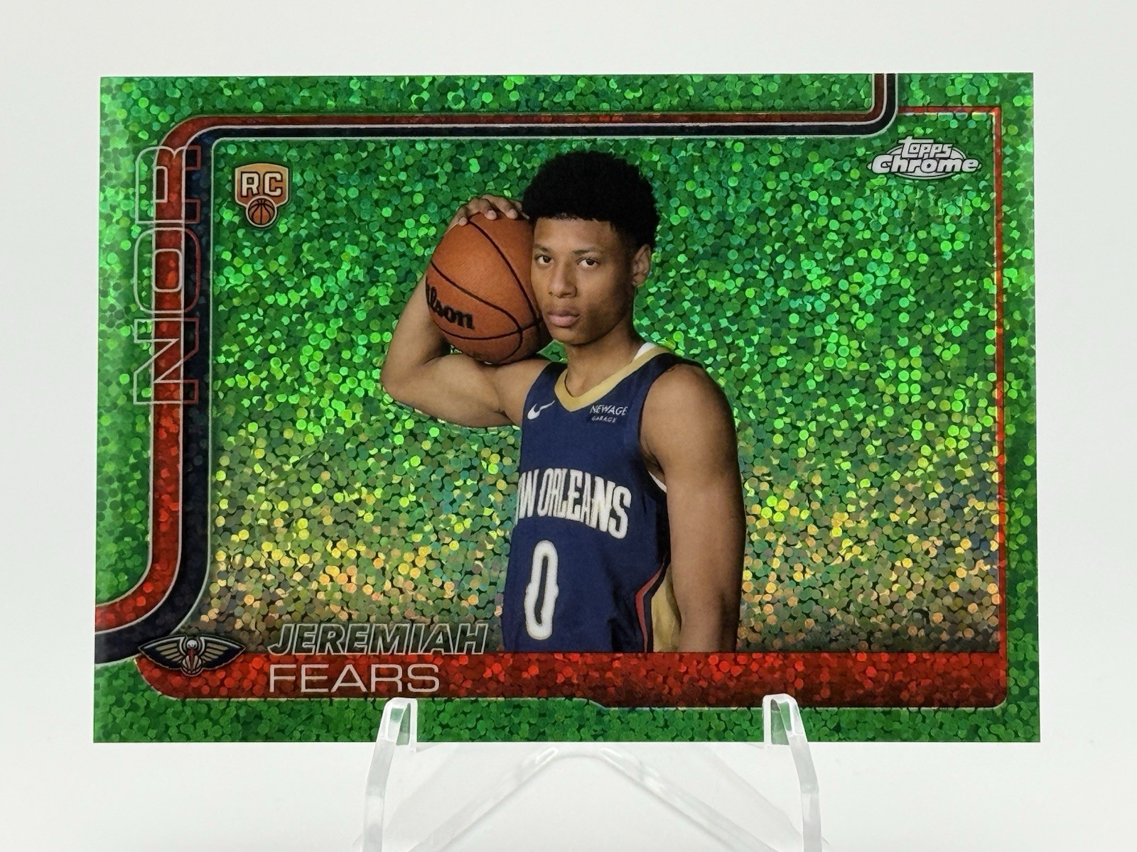 2025-26 Topps Chrome Image Variation Jeremiah Fears #257 Green Speckle /99 (RC)