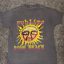 Sublime Sun Logo Long Beach Band T-Shirt Medium Charcoal Grey Vintage
