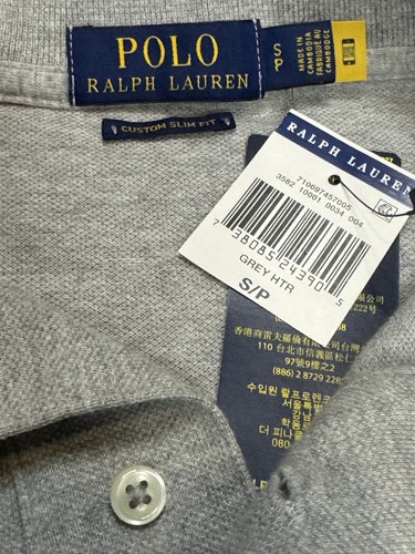 Polo Ralph Lauren Custom Slim Fit Big Pony Mesh Polo Shirt Gray Small Rugby - Picture 5 of 9