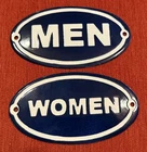 VINTAGE TOILET PORCELAIN SIGN OLD RESTROOM BATHROOM PURE GAS STATION MEN WOMEN