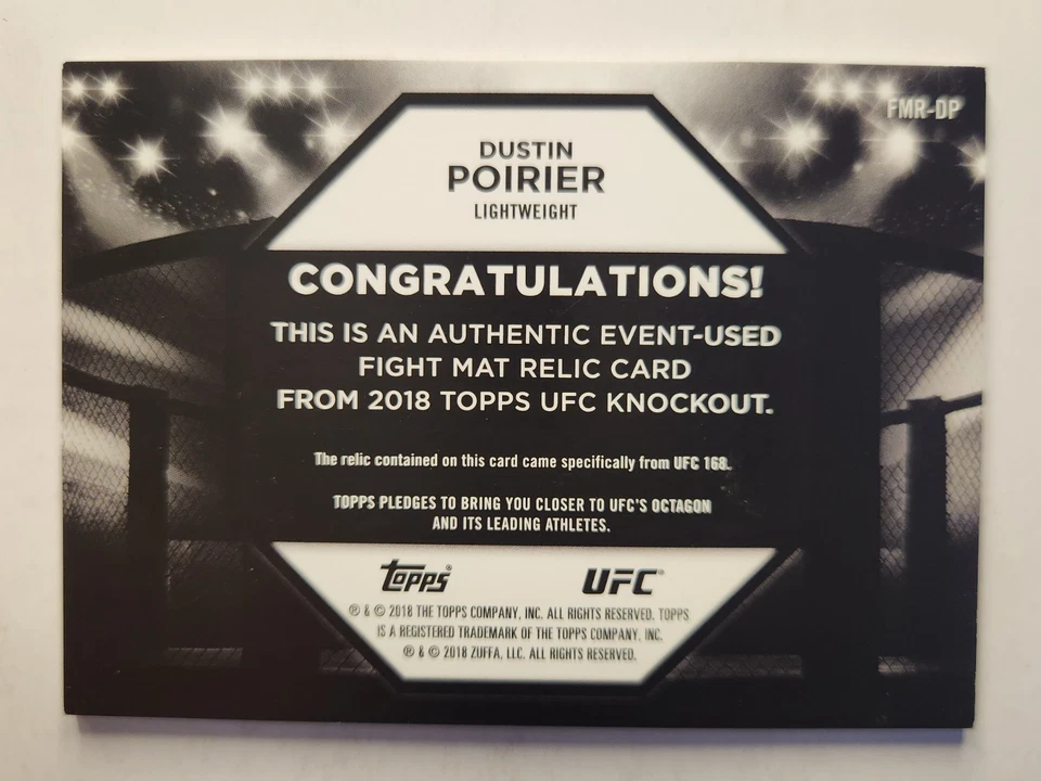 2018 Topps UFC Knockout FIGHT MAT RELIC #FMR-DP DUSTIN POIRIER /50 - Image 2 of 2