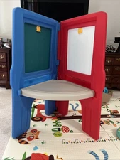 Vintage Step 2 Child Size Folding Double Easel Chalkboard With Table 