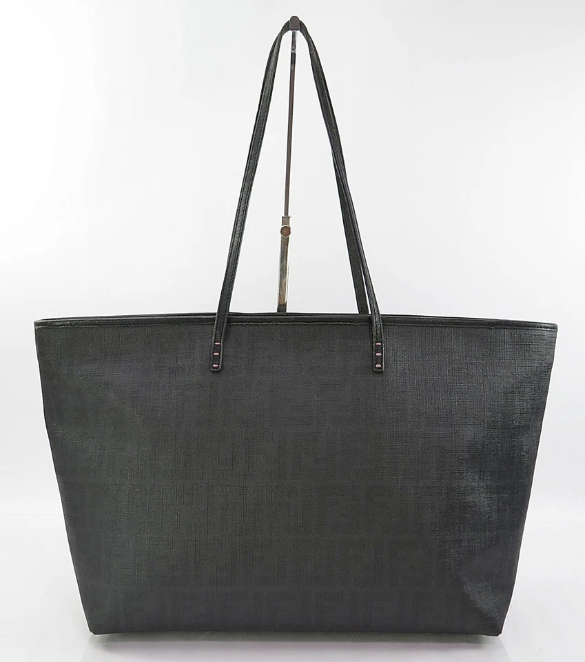 Auténtico Bolso de Hombro FENDI Flor de Cerezo Negro Perforado PVC Lona #61440 Foto 3 de 4