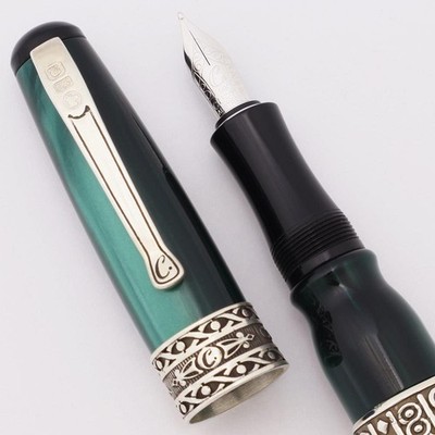 Curtis Australia Elegance ''Regency'' Fountain Pen - Green & Sterling, Med 14k NEW