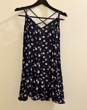 American Eagle Outfitters Navy Floral Mini Slip Dress V-Neck Strappy 8 Summer