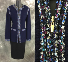 BEAUTIFUL St John jacket knit blue multi suit blazer size 6