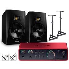 Focusrite Scarlett 2i2 Gen 4 Adam Audio Monitors Stands  Cables Included T8V
