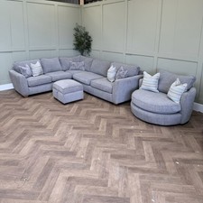 Grey - DFS Sophia Corner Sofa, Swivel Chair & Footstool - Delivery Available