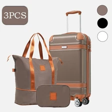 ABS Luggage Sets of 3 PCS Carry-on Suitcase Double Spinner Wheels w/TSA Lock