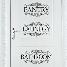 3 Pcs Pantry Sign Wall Decor, Laundry Bathroom Sign Wall Decor, Large Black Art